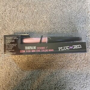 Plugged In Stow N Go Mini Cone Curling Wand 1 In. Tourmaline Ceramic Pink Travel